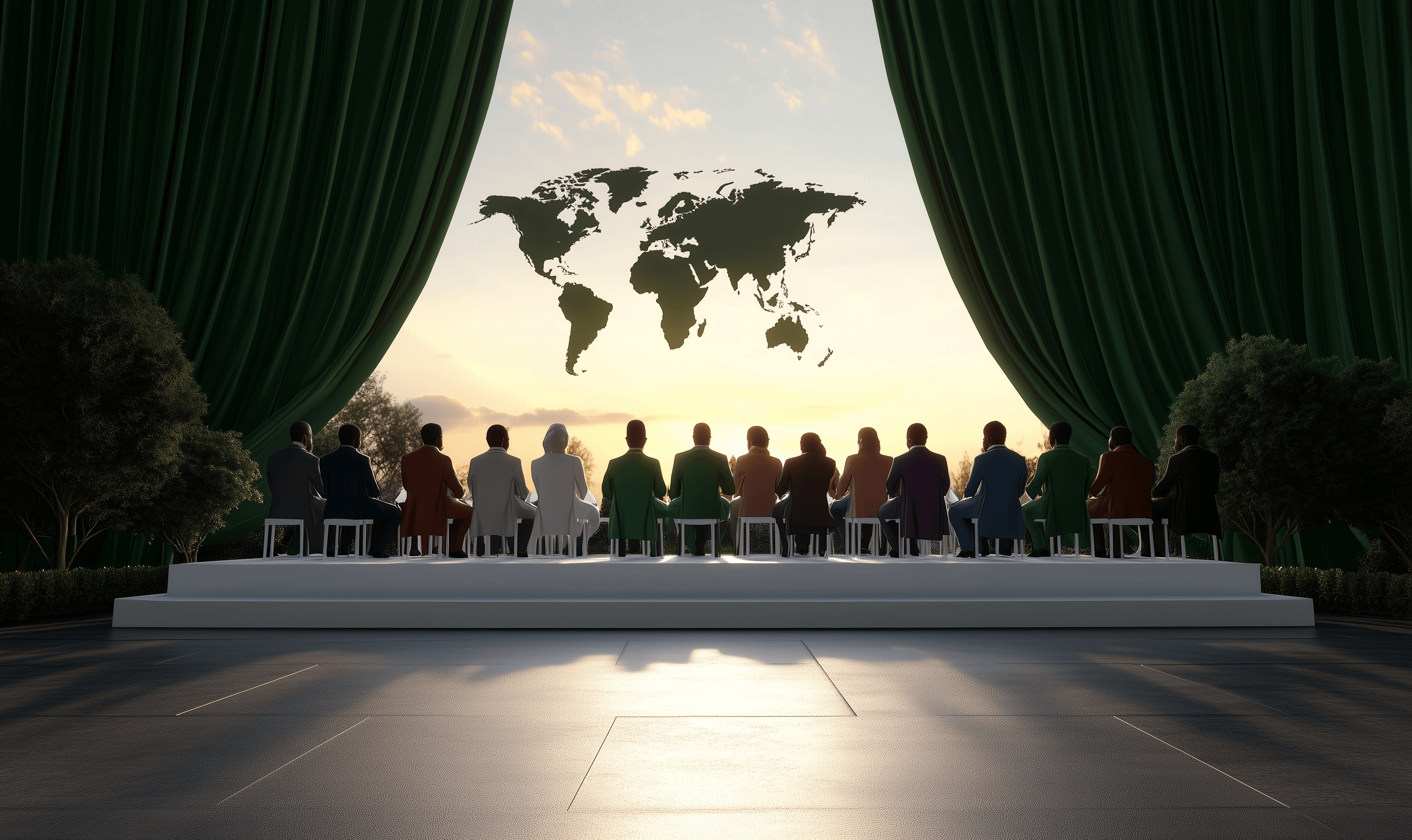 Impact image of global fashion trends as the sun goes down