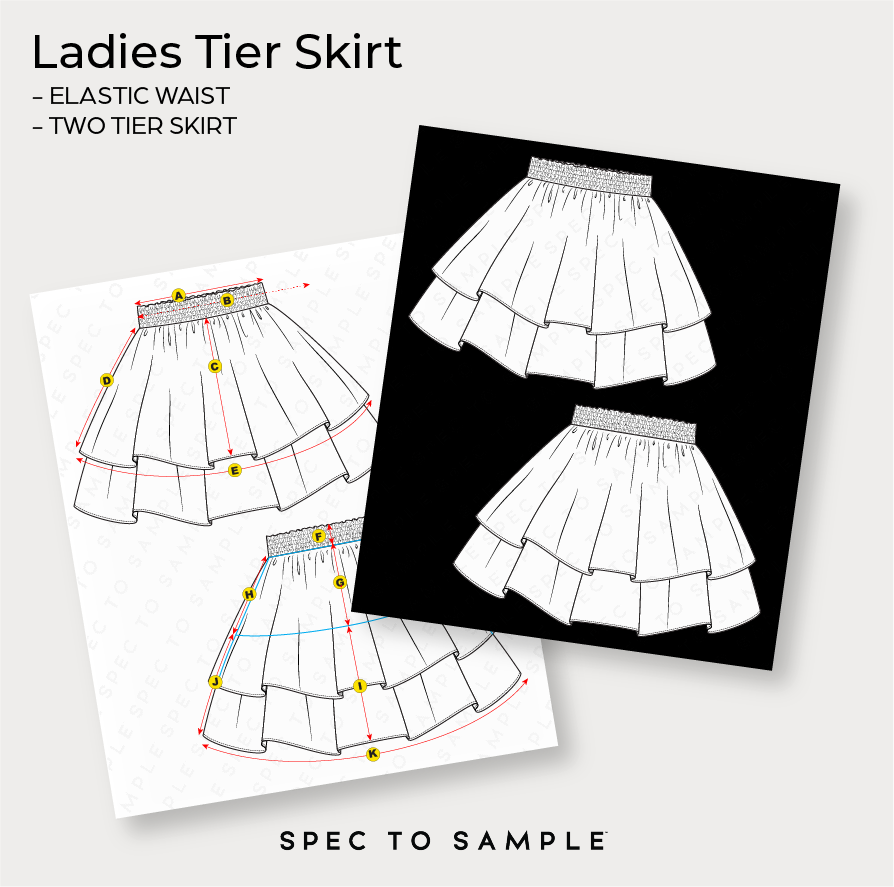 Editable CAD Sketch for Tier Skirt Spec to Sample – Spec To Sample