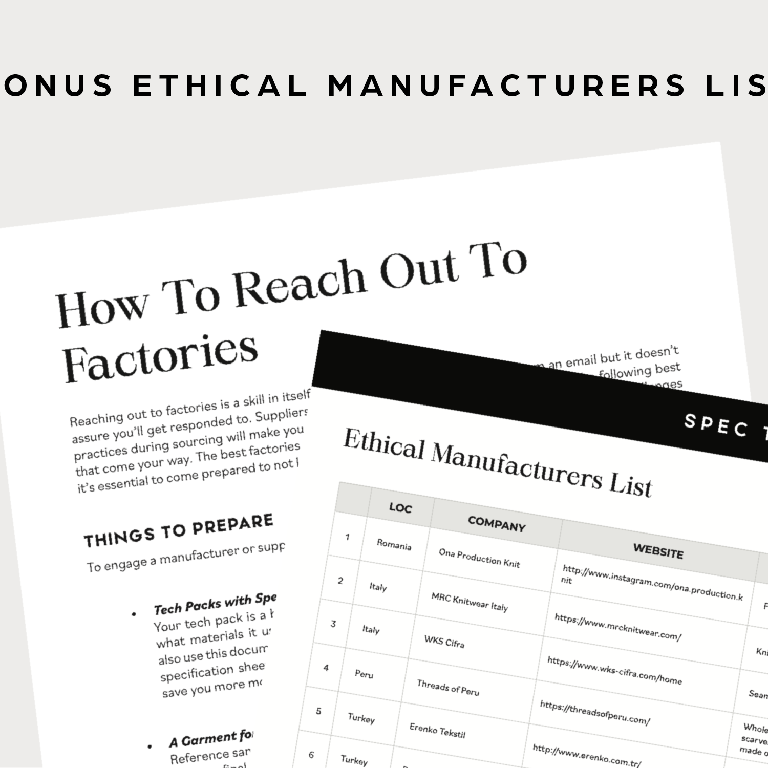 Ethical Manufacturing Guide with Bonus Contact List