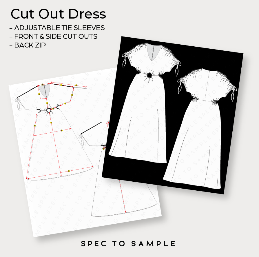 Editable CAD Sketch for Cut Out Maxi Dress