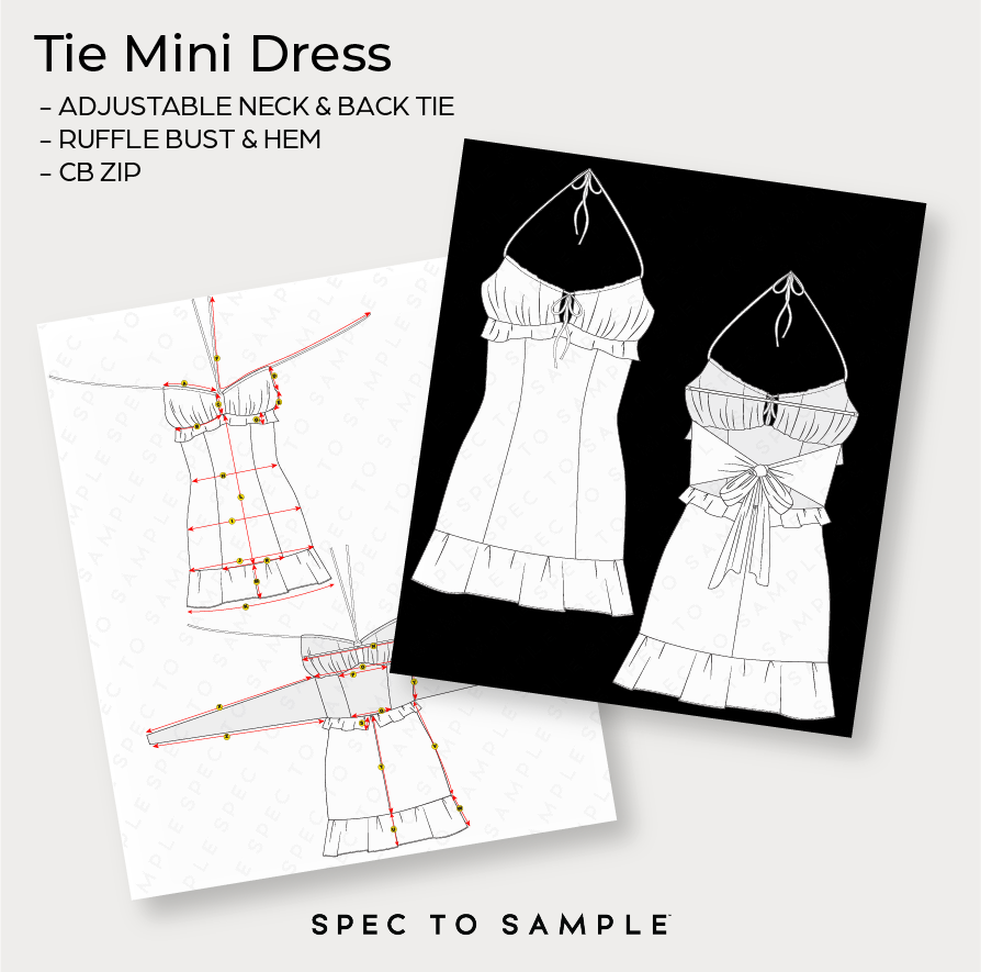 Halter Tie Mini Dress Sketch