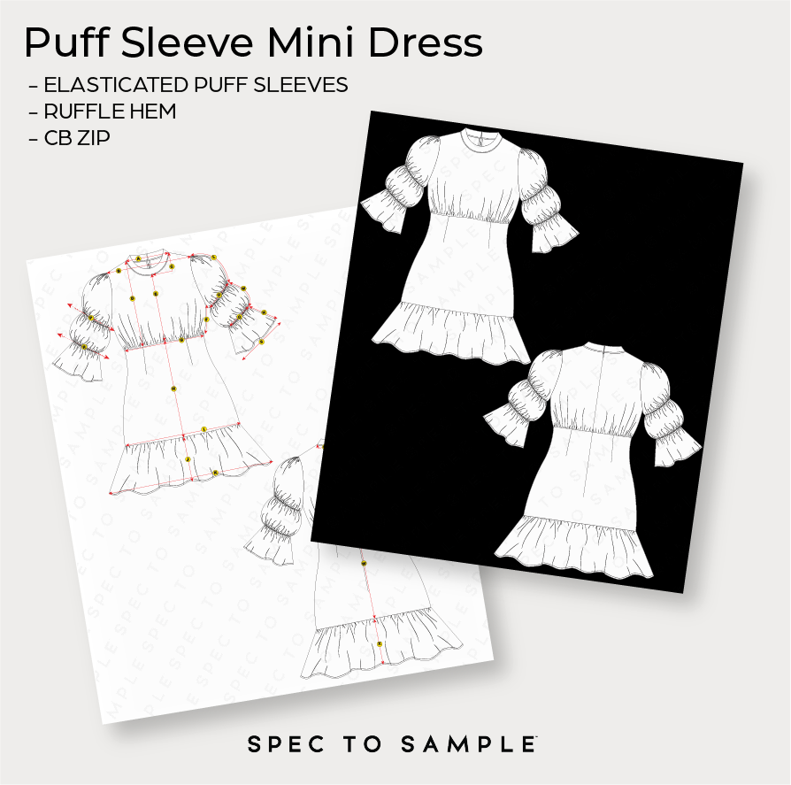 Puff Sleeve Mini Dress Sketch