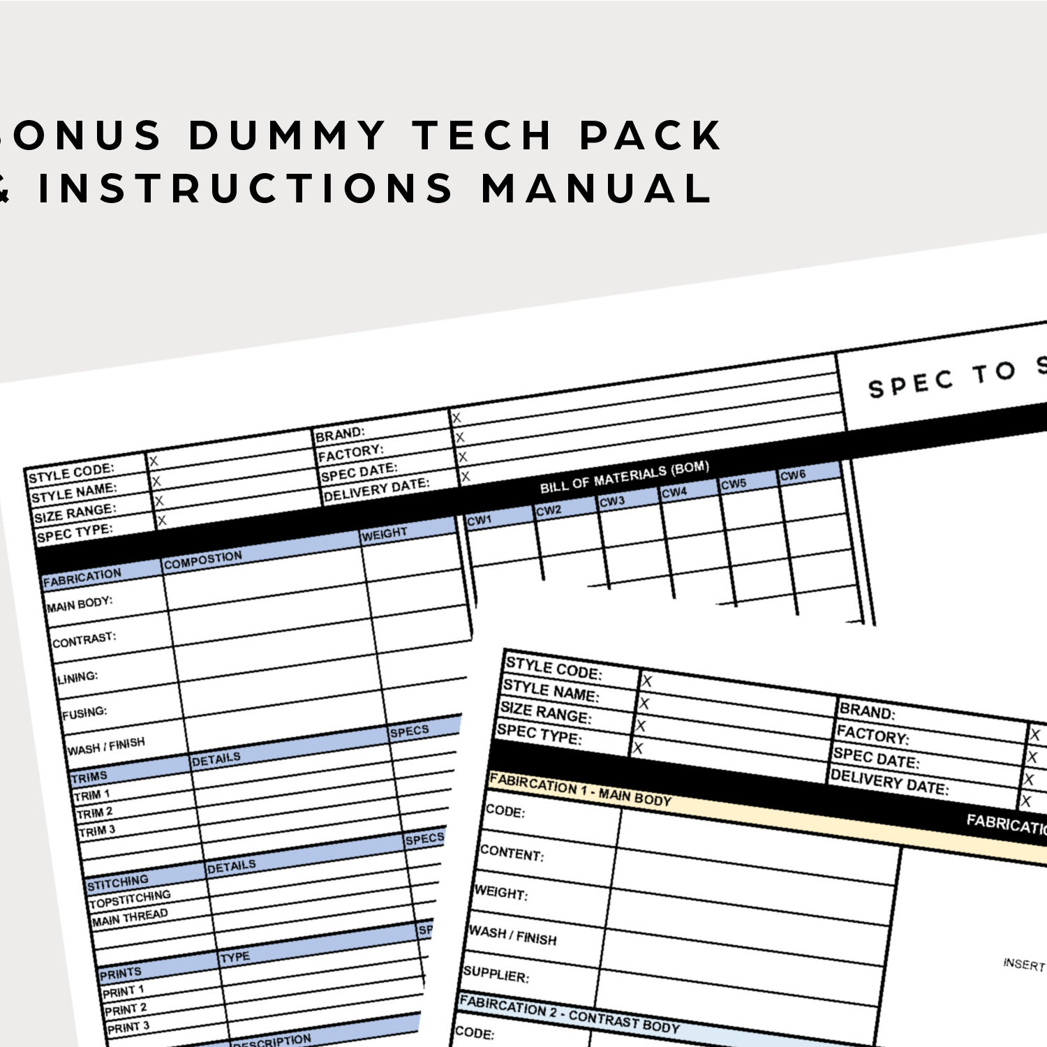 Tech Pack Template – Spec To Sample